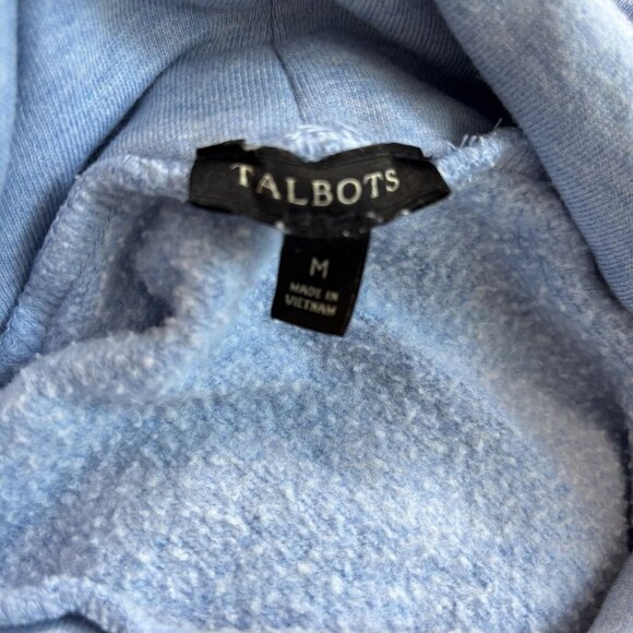 Talbots Womens M Blue Cowl Neck Pullover Sweater With Button Cuffs Cozy Blend - Picture 5 of 6